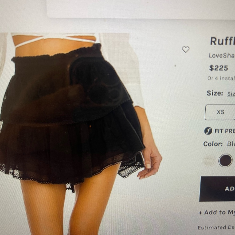 Love Shack Fancy black Ruffle Mini skirt large